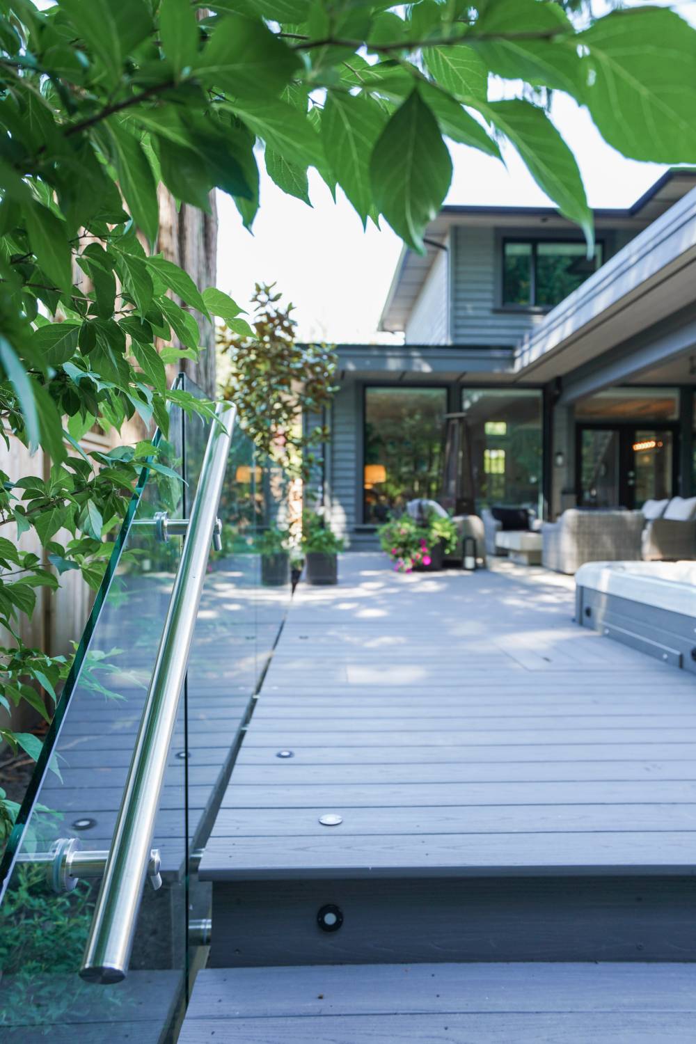 stainless steel railing on deck renovation