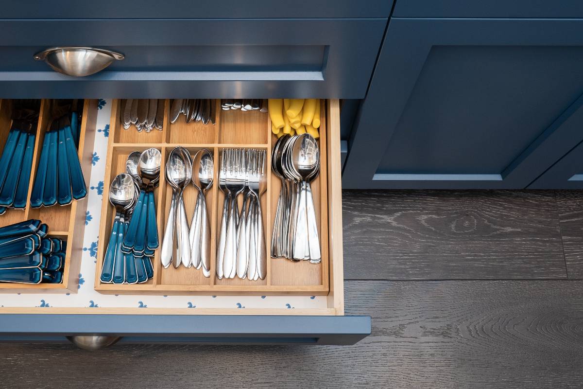 kitchen pantry lined drawers