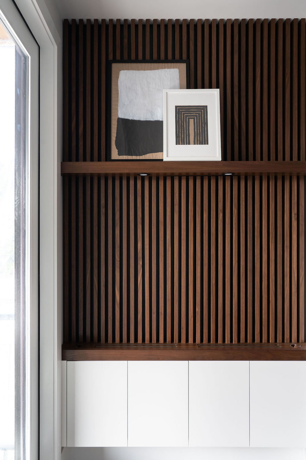 north vancouver feature wall with wood slats