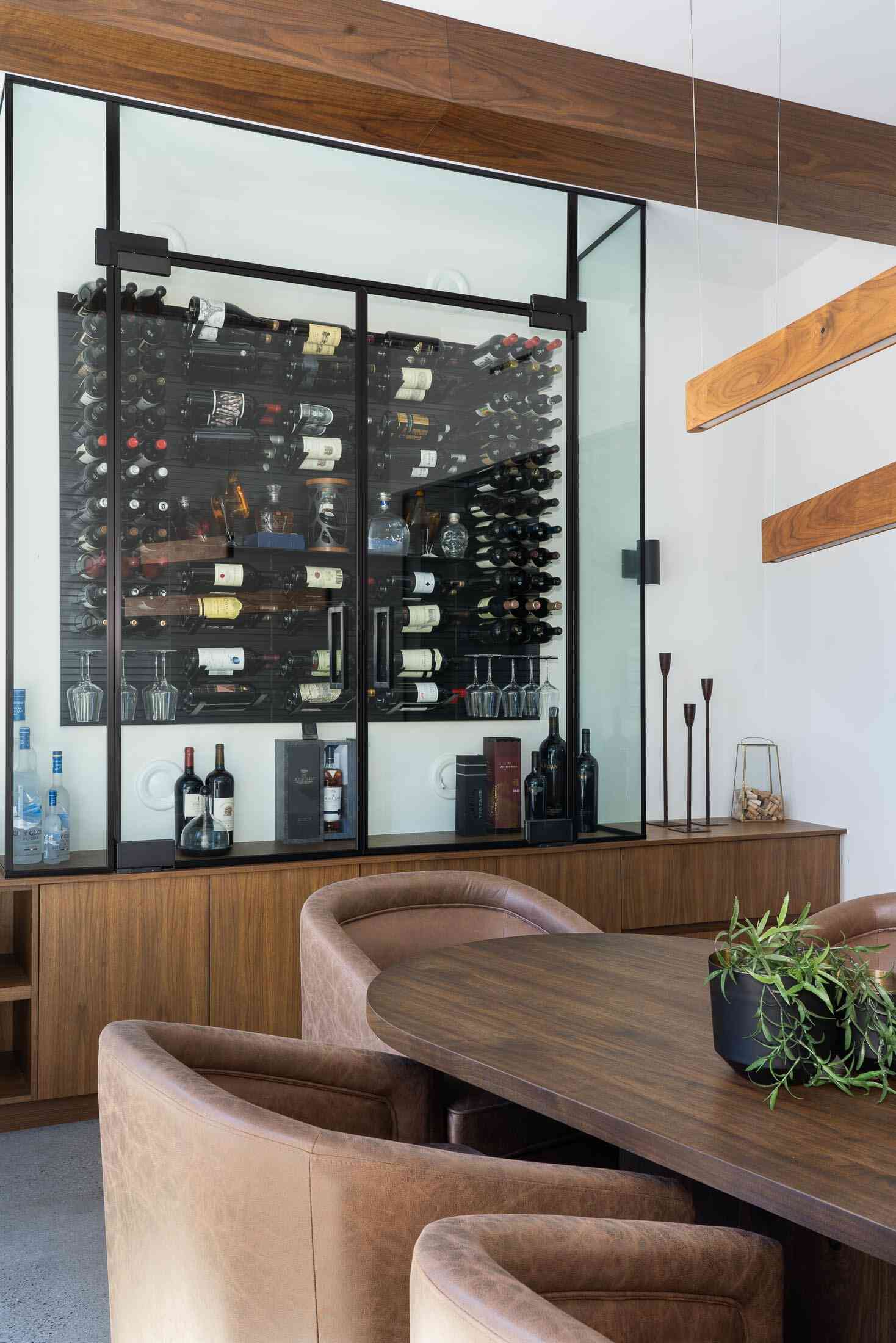 Stact glass wine cellar wall
