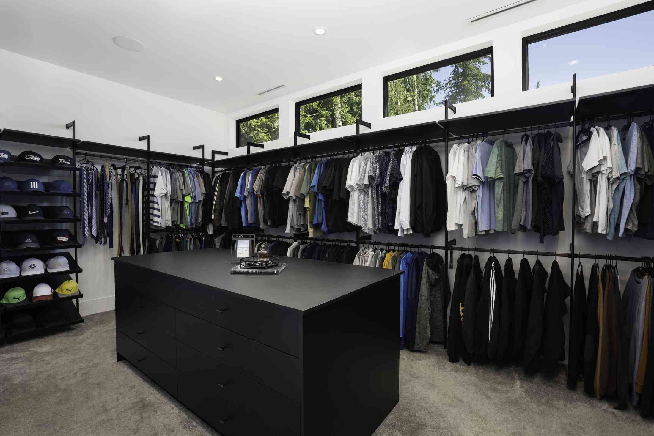 Black, generous walk-in closet