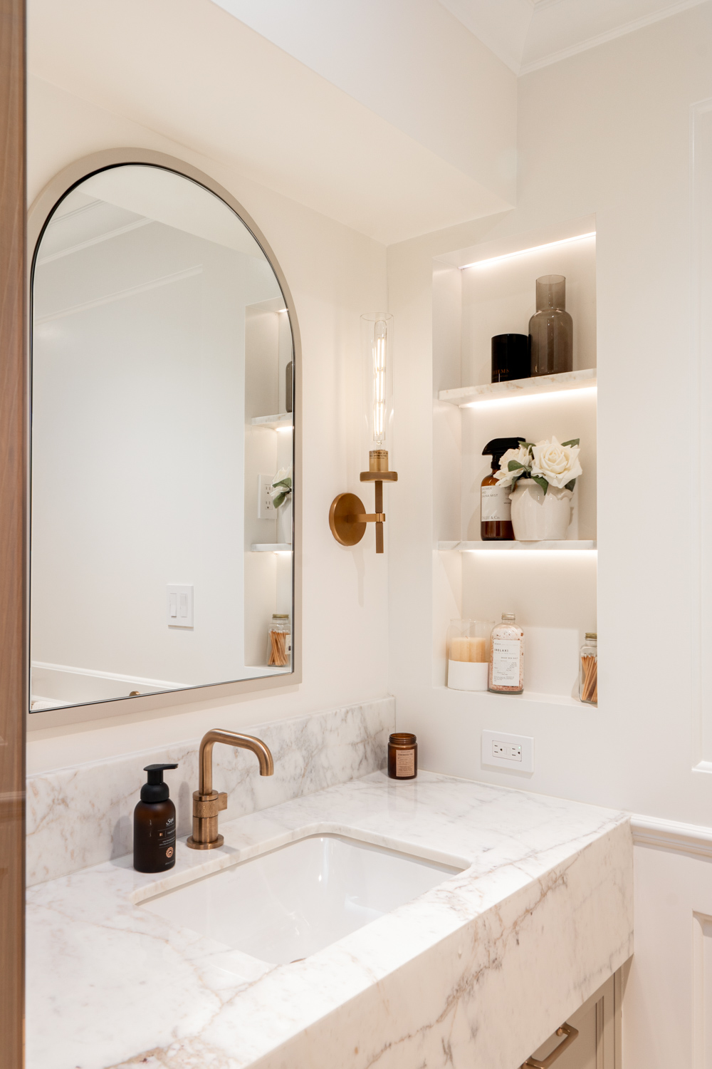 marble vanity basement bathroom