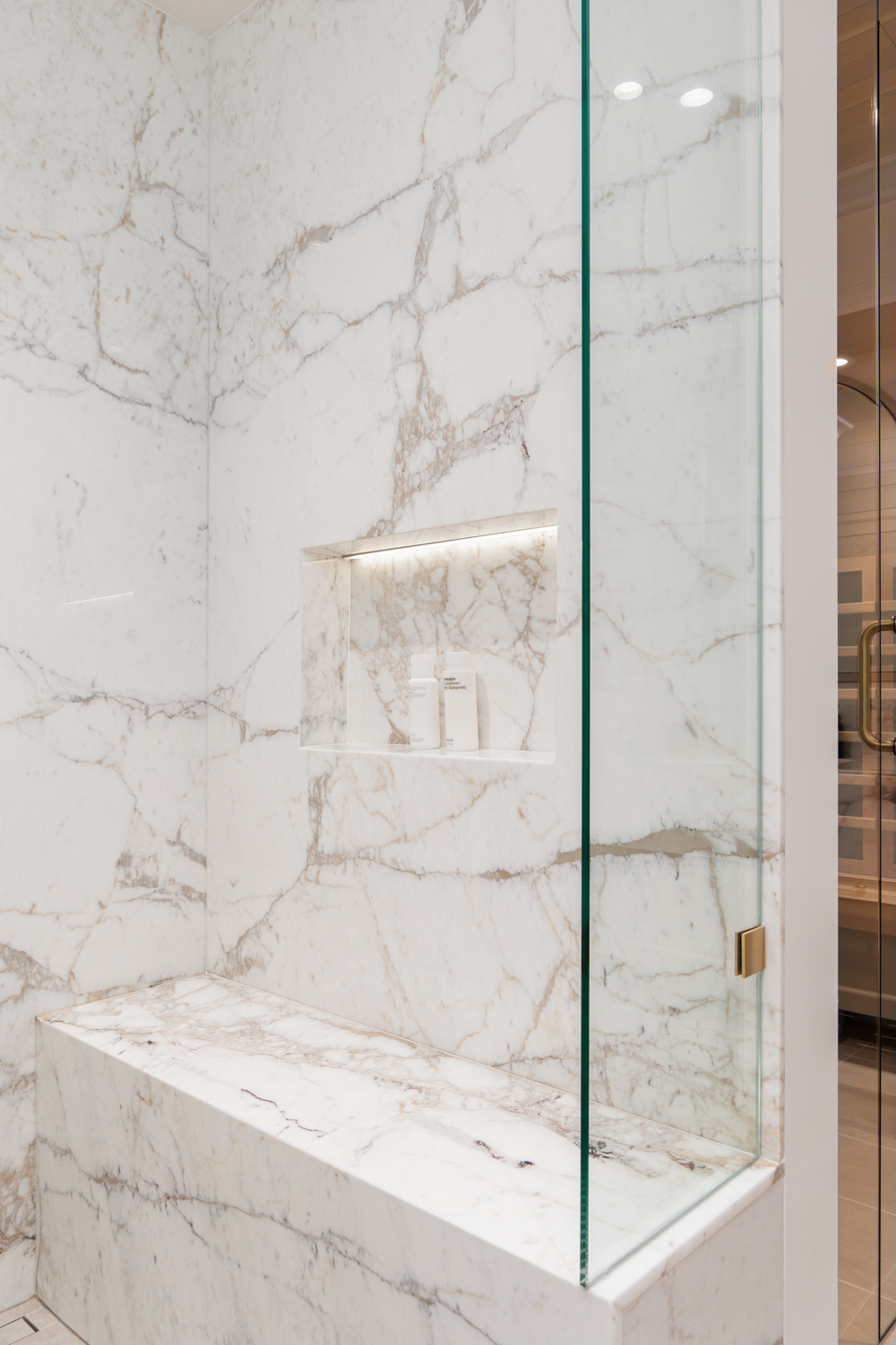 marble walk-in shower