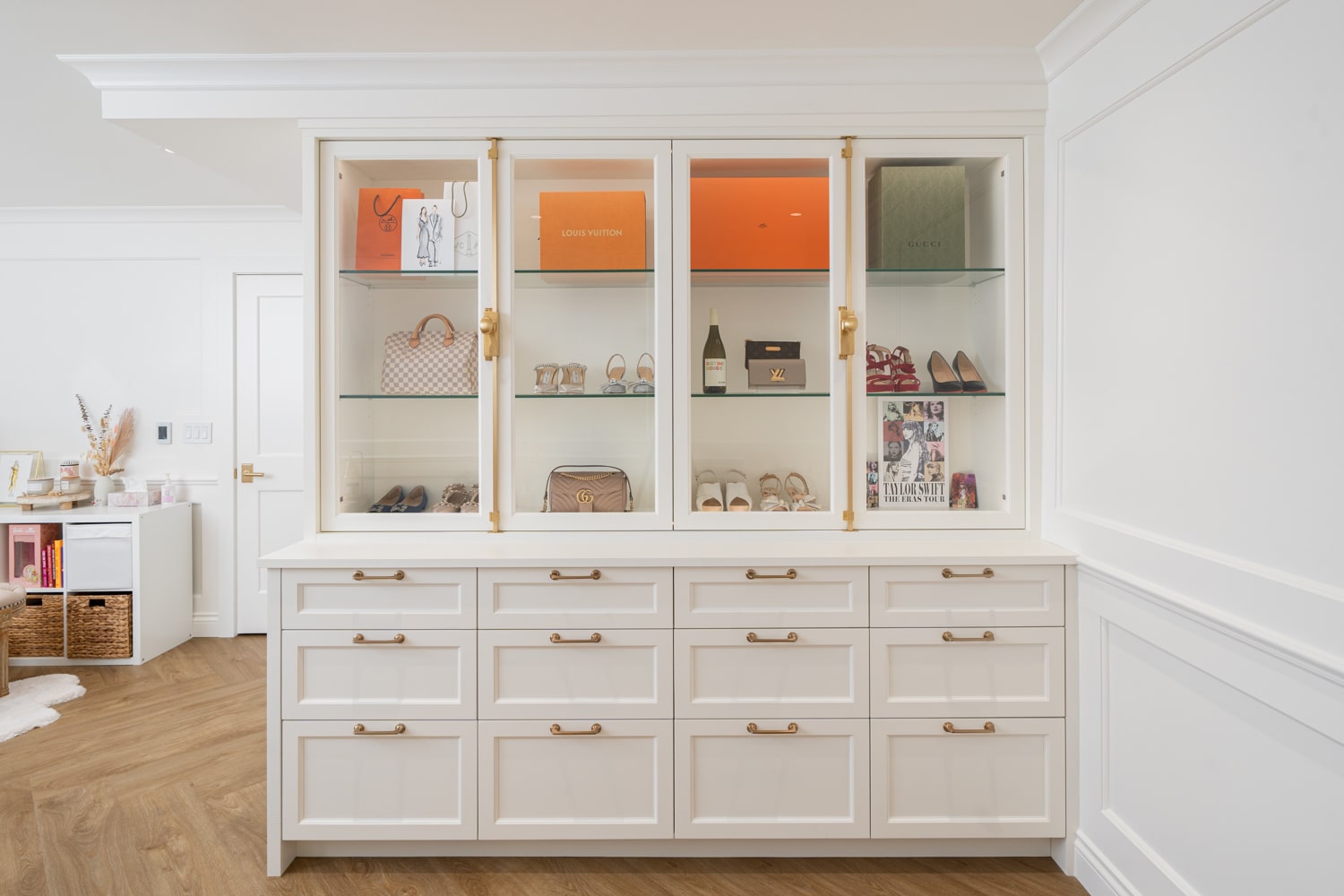 custom closet with display cabinets coquitlam