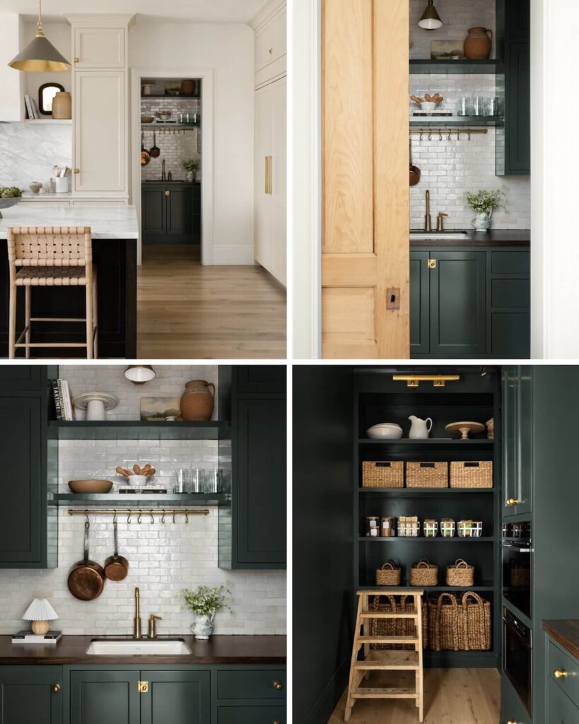 4 views of a butler's pantry by studio mcgee