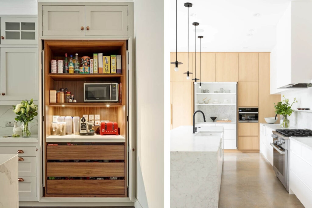 pocket door pantries in kitchen cabinetry