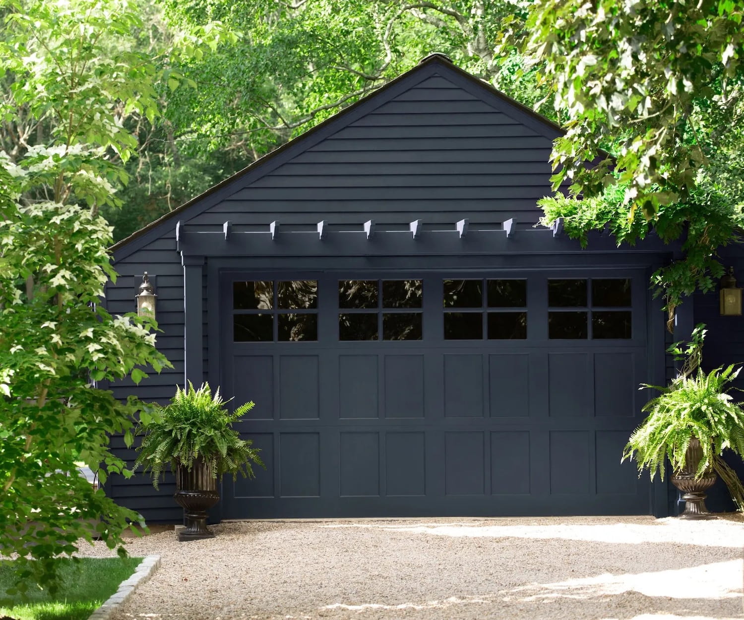 Hale Navy by Benjamin Moore on a garage