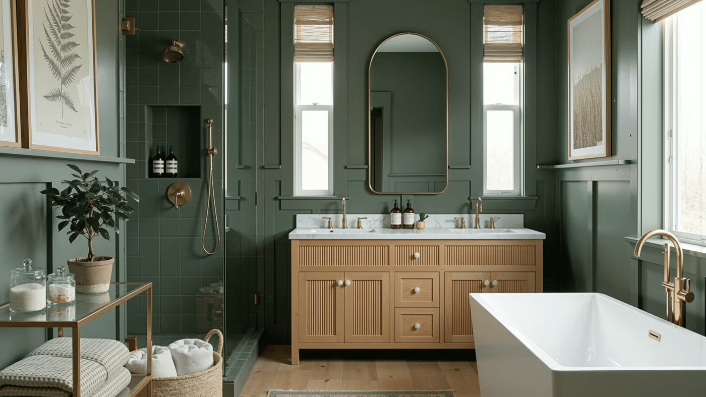 vintage vogue green paint in the bathroom